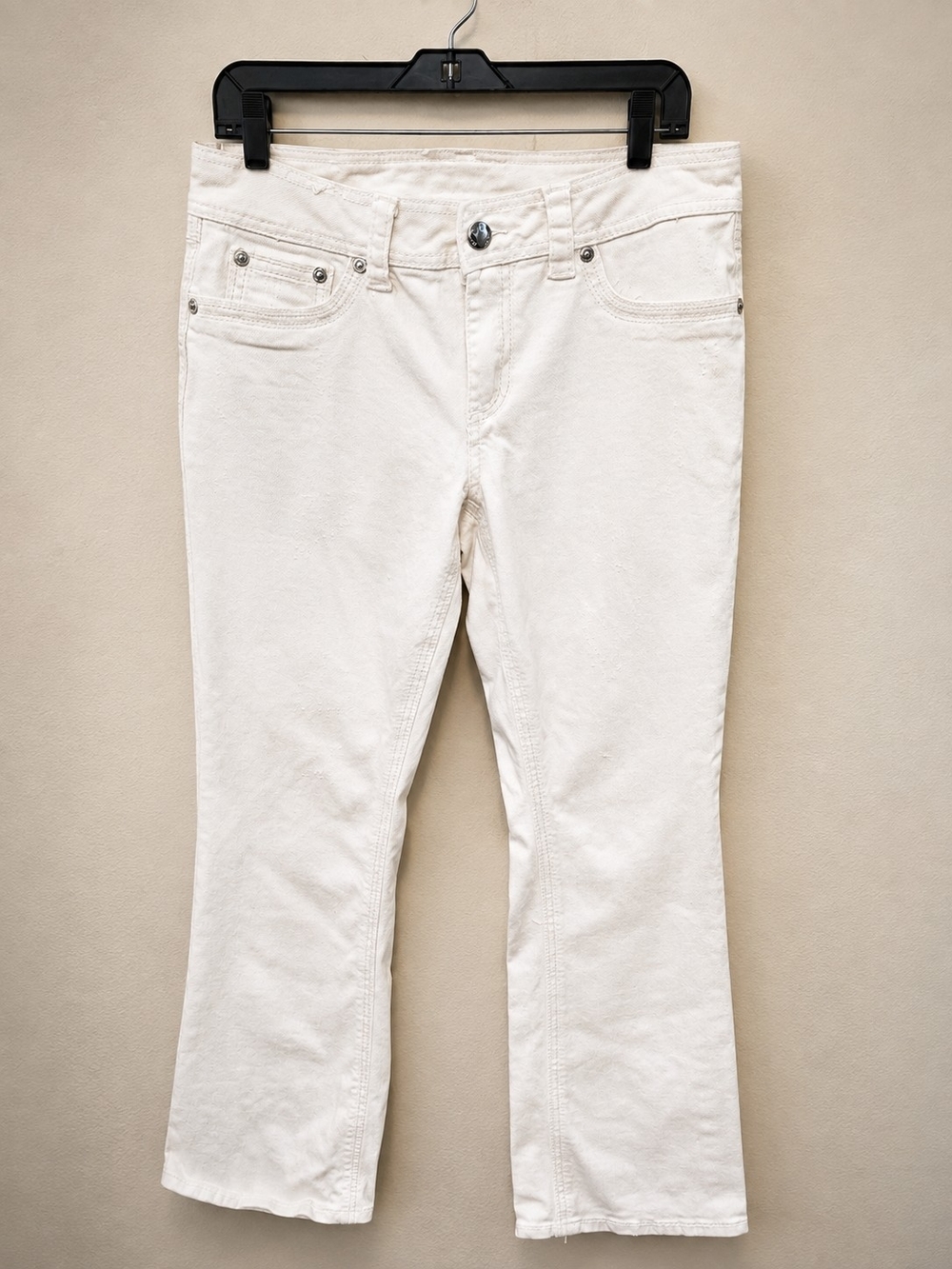 Seven7 White Bootcut Jeans Size 14 Embroidered Pocket Stretch Denim